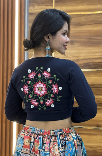Circle Floral Lotus  blouse