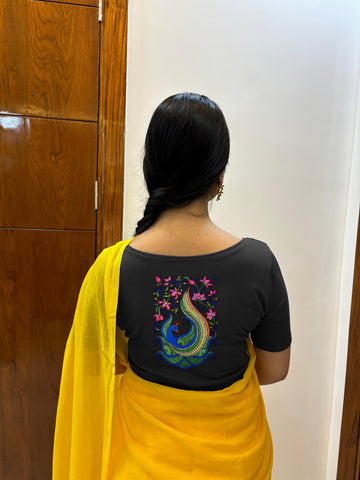 peacock square  half sleeve blouse
