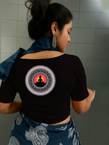 Circle Buddha Half Sleeve Blouse