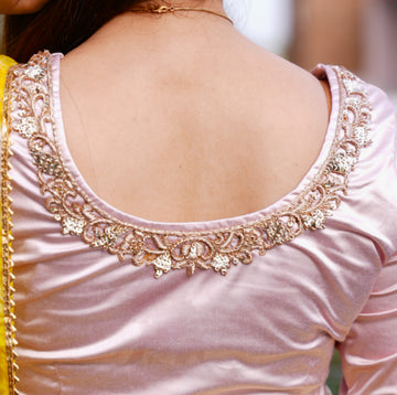 Luxora Half Sleeve Neck Dabka Blouse