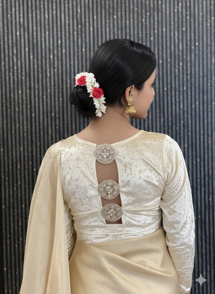 Designer back Velvet Full Sleeve Blouse