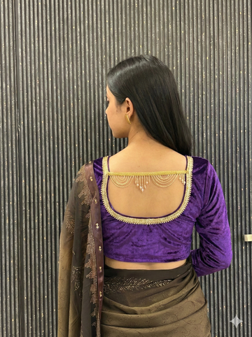 Back Dangler Velvet Full Sleeve Blouse