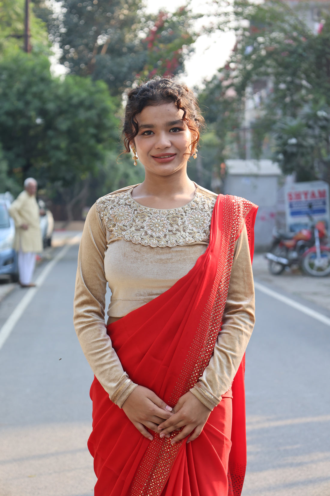 Embroided Velvet Full Sleeve Blouse