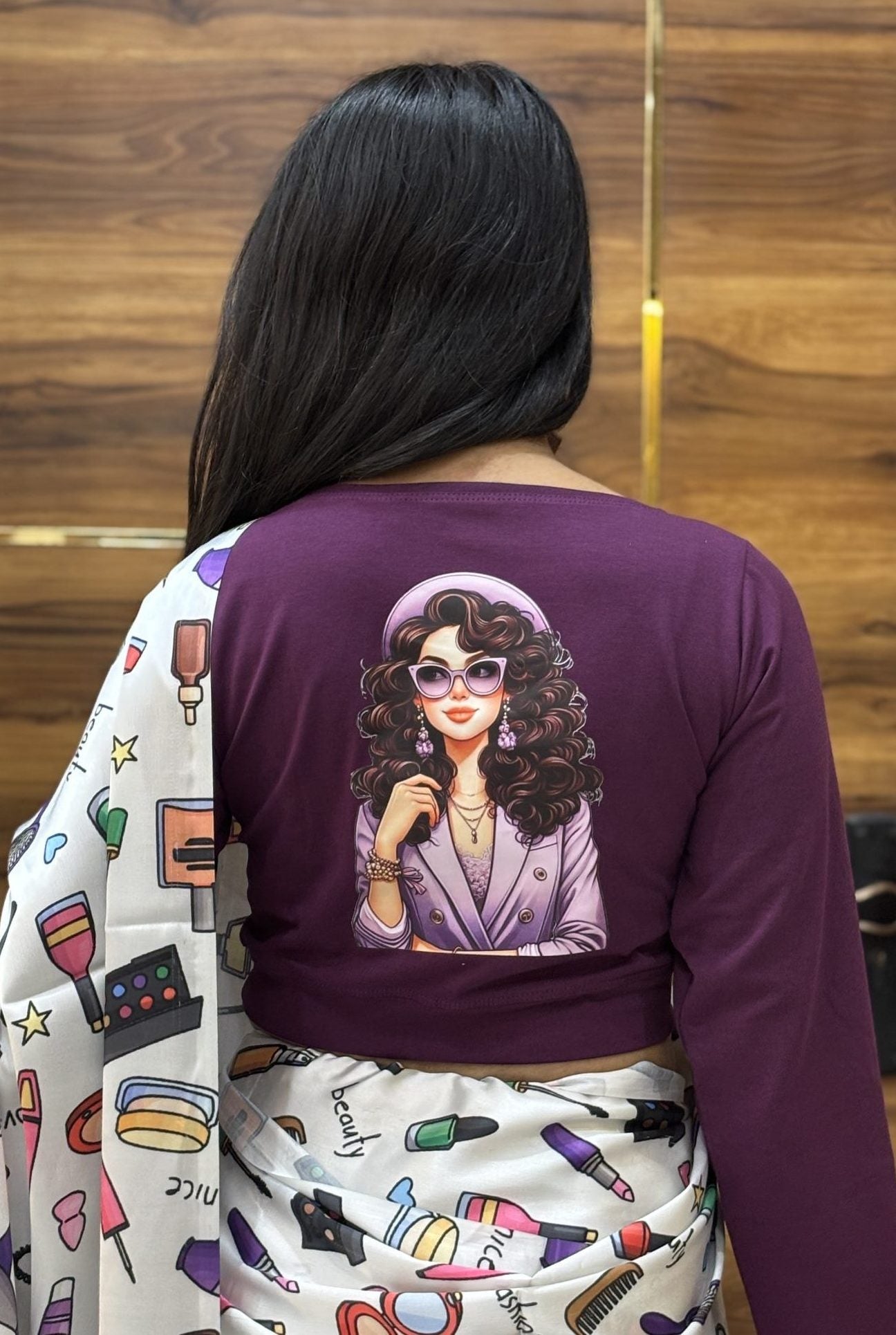 curly hair girl print Blouse