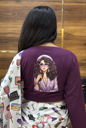 curly hair girl print Blouse