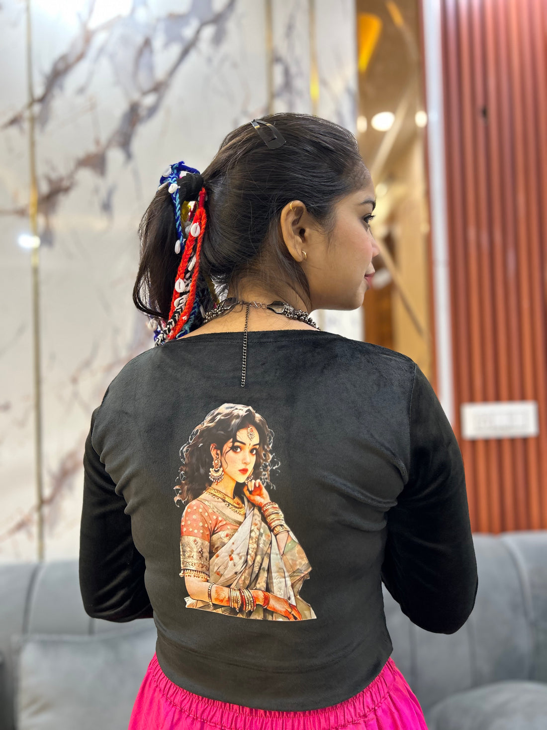 beige girl stretchable cotton blouse