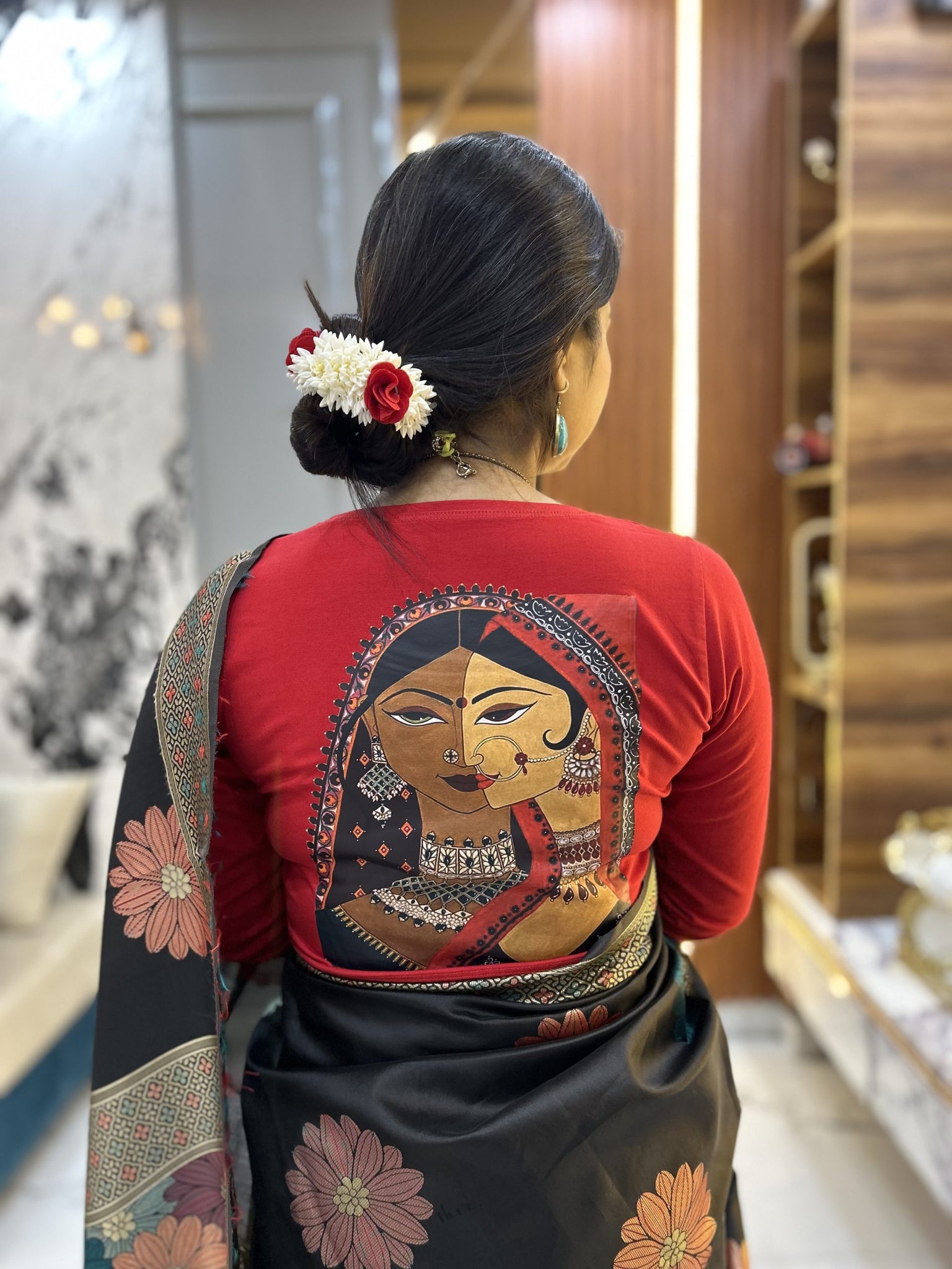 madhubani multiface Stretchable cotton blouse