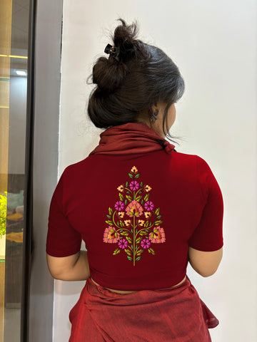 3 Flower Print Half Sleeve Blouse