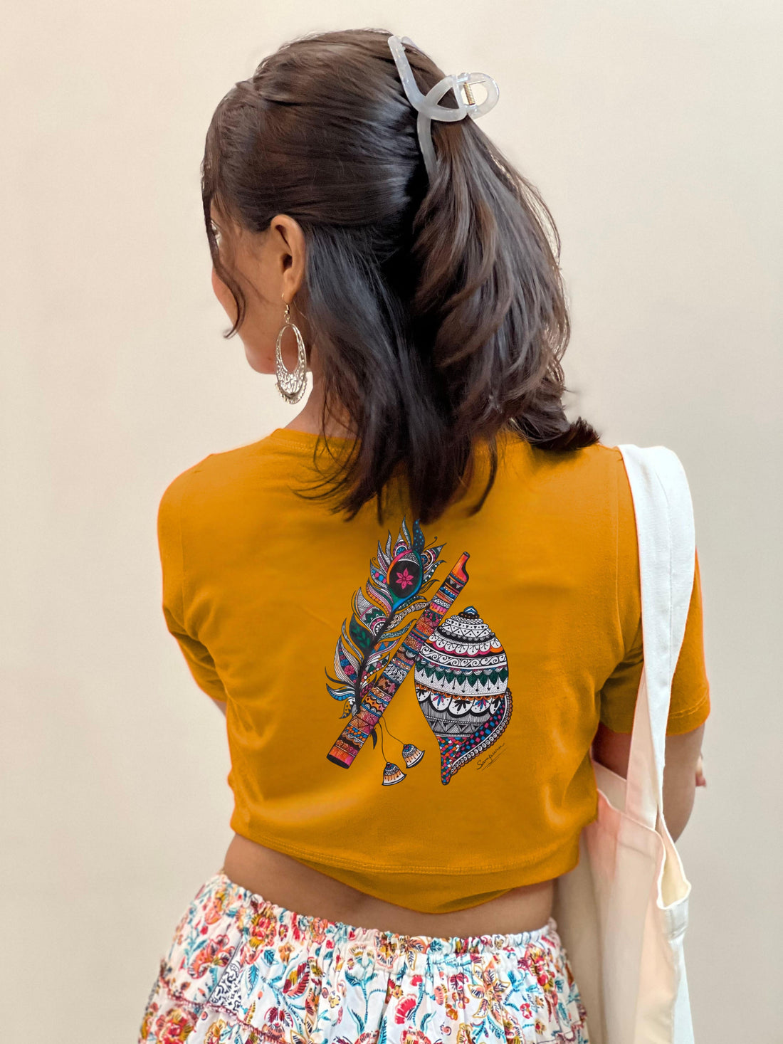 Flute Print Half Sleeve Blouse