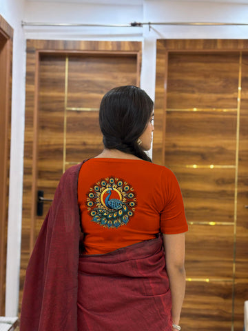 Circular Peacock Half Sleeve Blouse