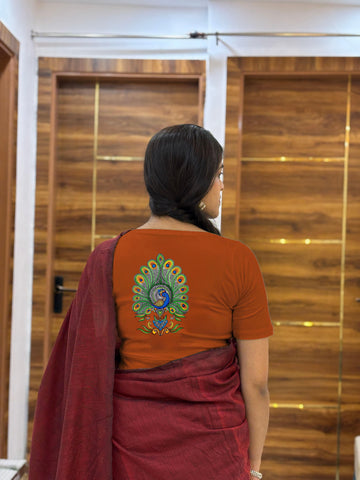 Peacock Print 2 half sleeve blouse