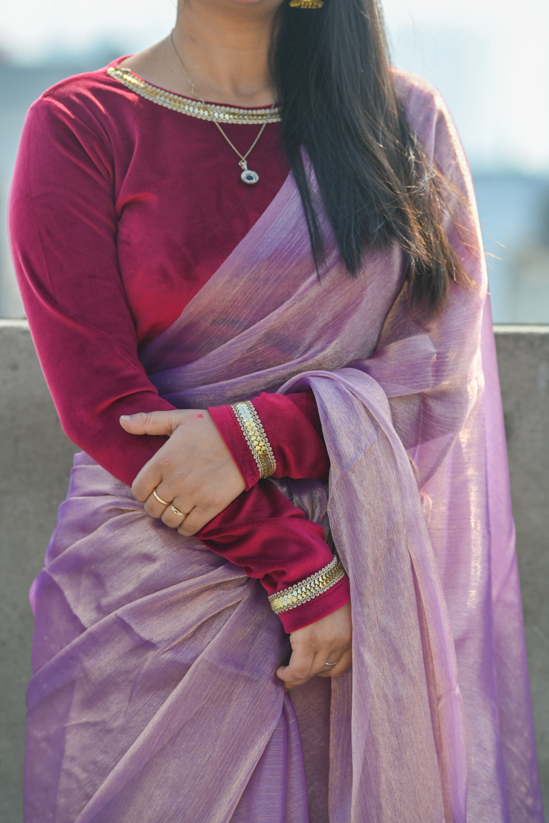 Peacock Velvet Full Sleeve Blouse