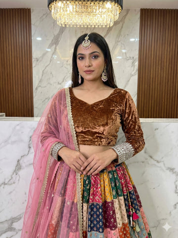 Grey Glitter Velvet Full Sleeve Blouse