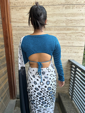 Backless Glitter Full Sleeve Blouse